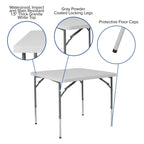 Flash Furniture Kathryn 2.79-Foot Square Height Adjustable Granite White Plastic Folding Table, 34" Square