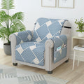 Story@Home Quilted Sofa Cover 1 Seater Fully Covered Stretchable Microfiber Sofa Cover 1 Seater 60X175 Cm|White & Grey Geometric