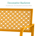 Best Choice Products Outdoor Bench 2-Person Metal Steel Benches Furniture For Garden, Patio, Porch, Entryway W/Geometric Backrest, 790Lb Capacity - Marigold