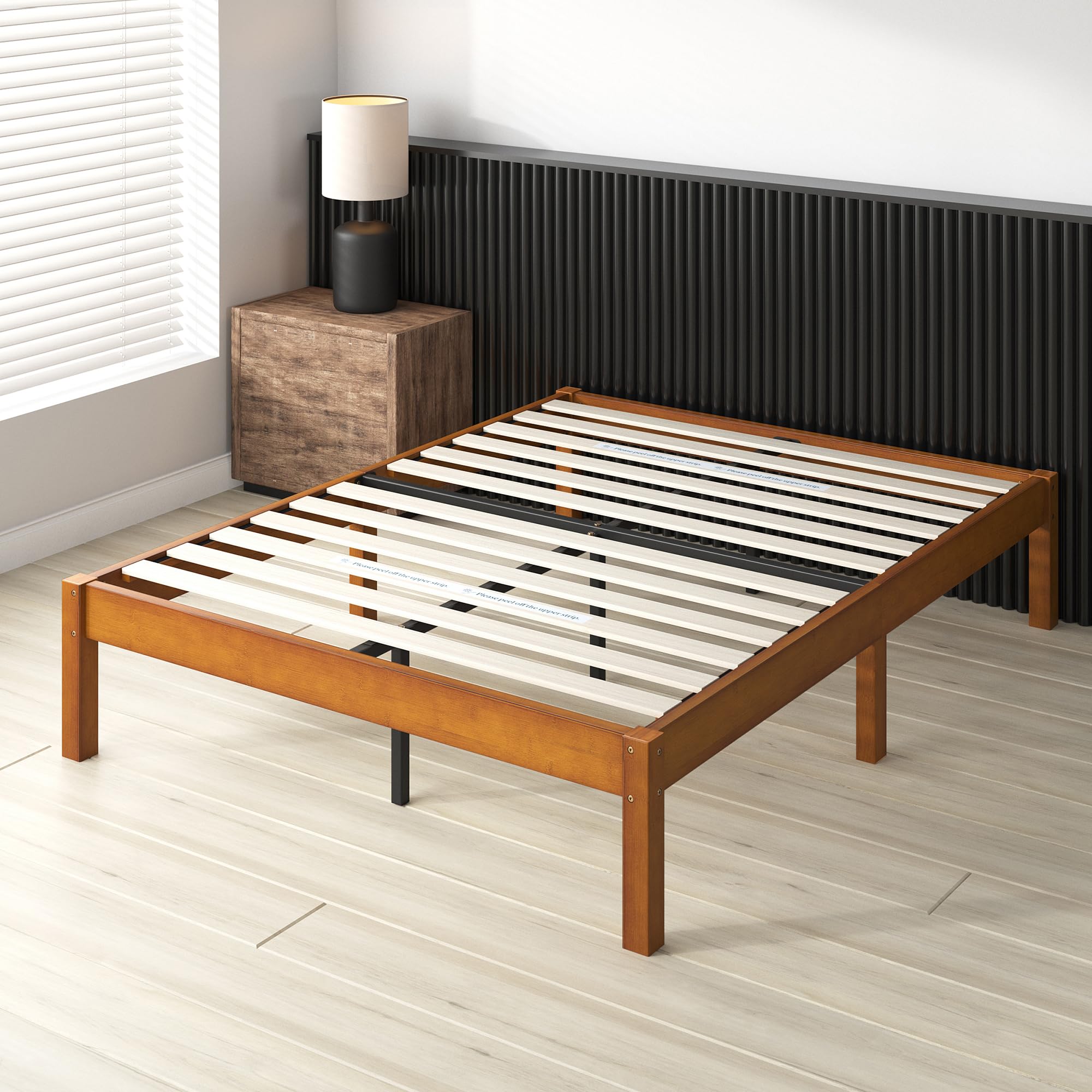 ZINUS Ellie 14 Inch Bamboo Platform Bed Frame, Wood Slat Support, No Box Spring Needed, Easy Assembly, Full