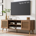 JYED DECOR Modern Entertainment Center for TVs up to 75 inches, Boho TV Console with Storage Cabinet and Open Shelves, Large TV 