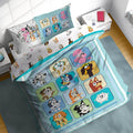 Sunny Side Up Bluey & Friends Full Comforter Set - 7 Piece Kids Bedding Includes Comforter, Sheets & Pillow Cover - Super Soft M