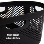 Mind Reader 40L Laundry Basket, Clothes Hamper, Ventilated, Plastic, 23''L X 14.5''W X 10.5''H, Set Of 2, Black