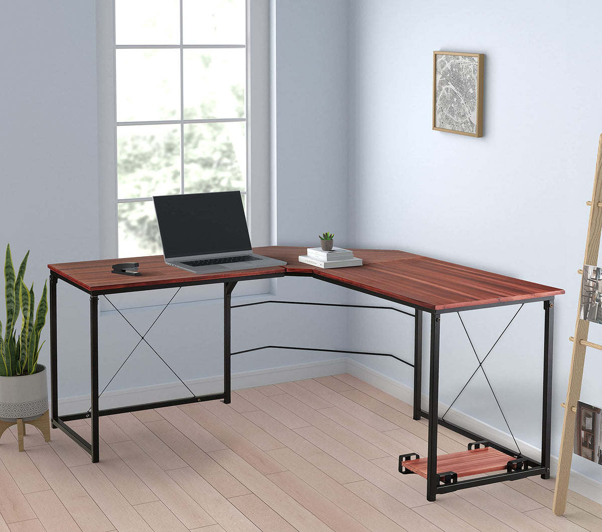 Aprodz Duane 59 X 59 Inches Large Lshaped Desk Computer Desk L Desk Office Desk Workstation Desk, Walnut