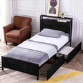 GAZHOME Twin Size Bed Frame with 2 Storage Drawers, Platform Bedframe with Storage Headboard, Strong Metal Slat Support/No Box S