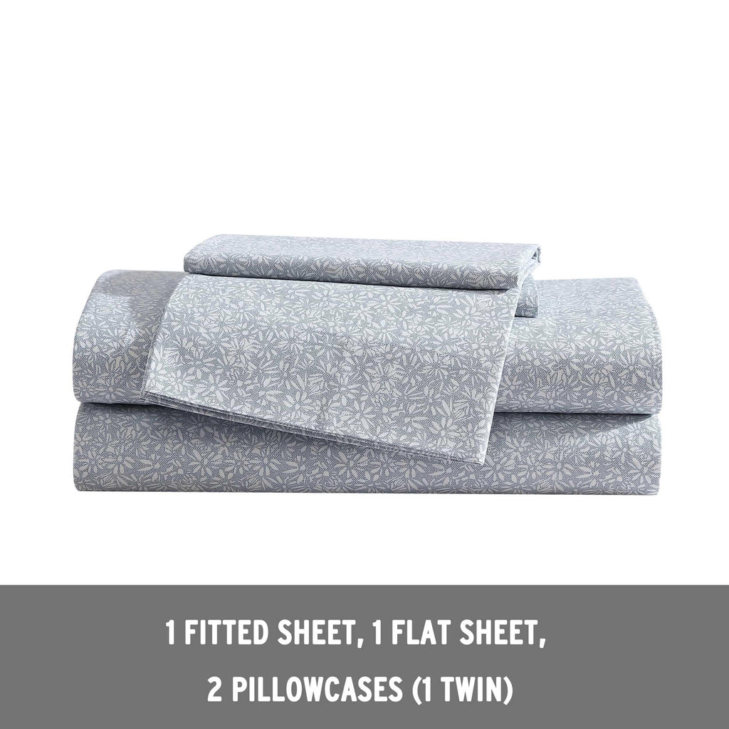 Eddie Bauer - Twin Sheets, Cotton Percale Bedding Set, Cool & Breathable Home Decor (Little Blossom, Twin)