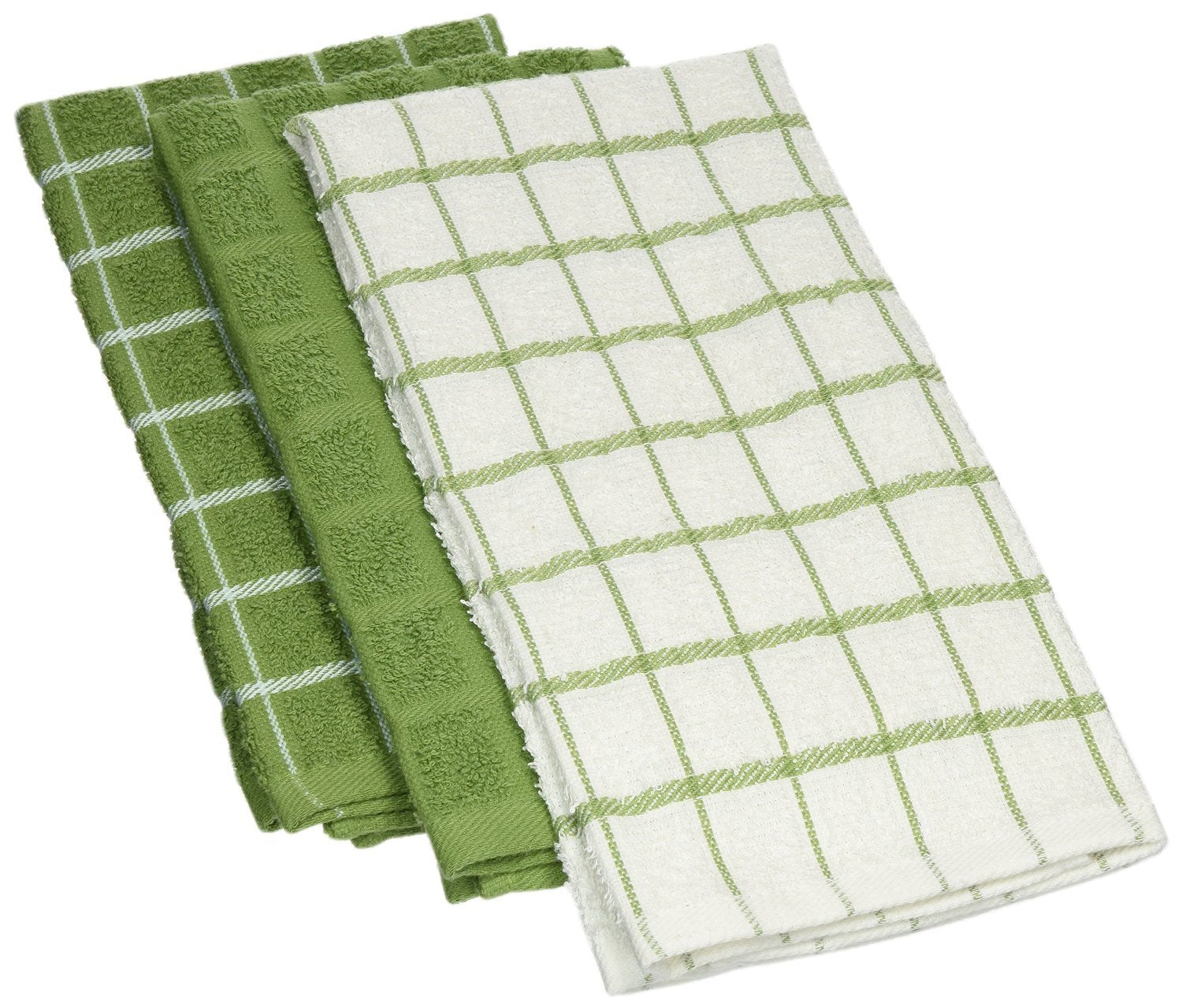 Ritz 100% Cotton Terry Kitchen Dish Towels, Highly Absorbent, 25    x 15   , 3-Pack, Cactus Green