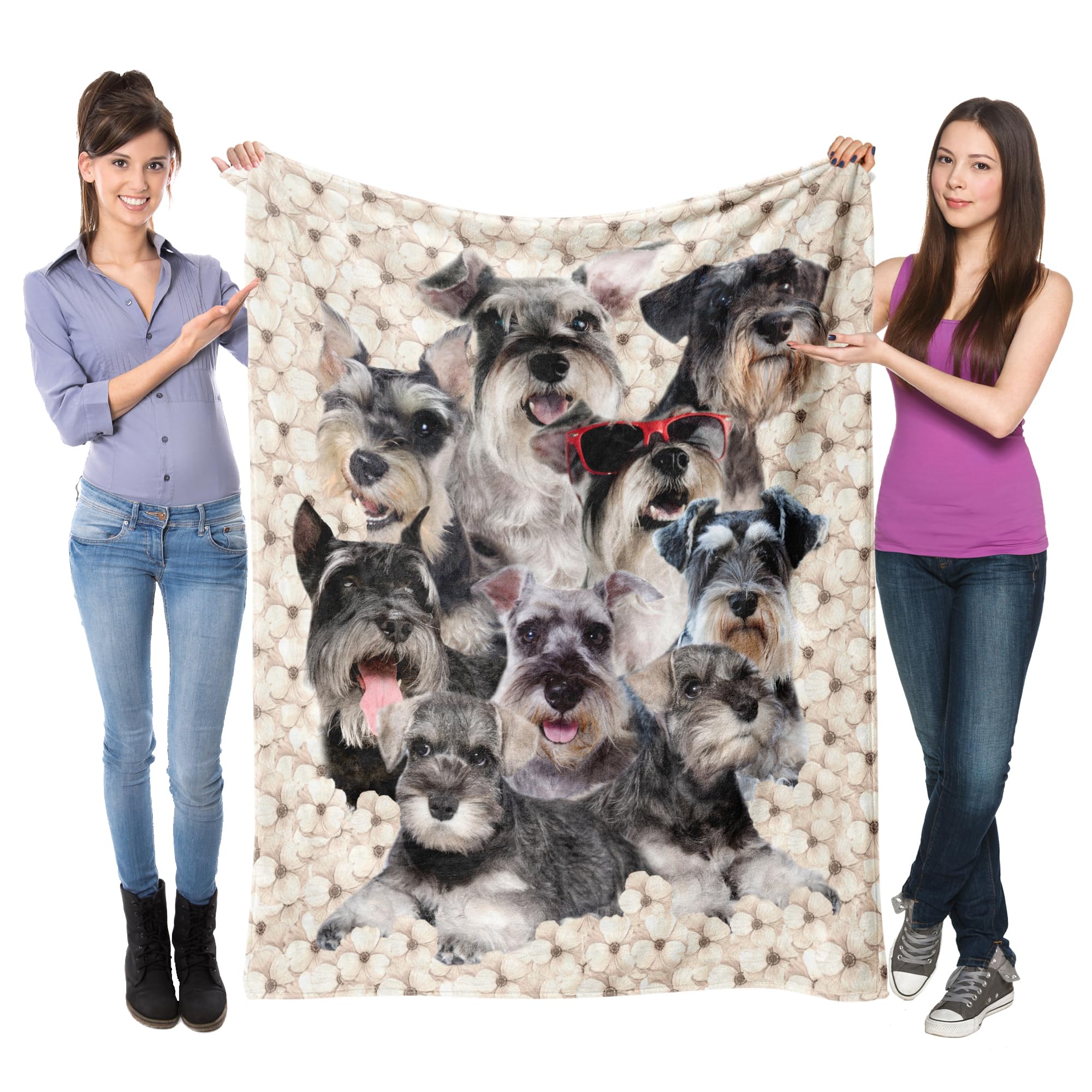 Schnauzer Dog Fleece Blanket,Soft Dogs Flannel Blanket Throw,Schnauzer Gift For Women Kid Girls,Gift For Dog Lover,Dog Mom Gift,