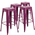 Flash Furniture Kai Commercial Grade 4 Pack 30 High Backless Purple Indoor-Outdoor Barstool