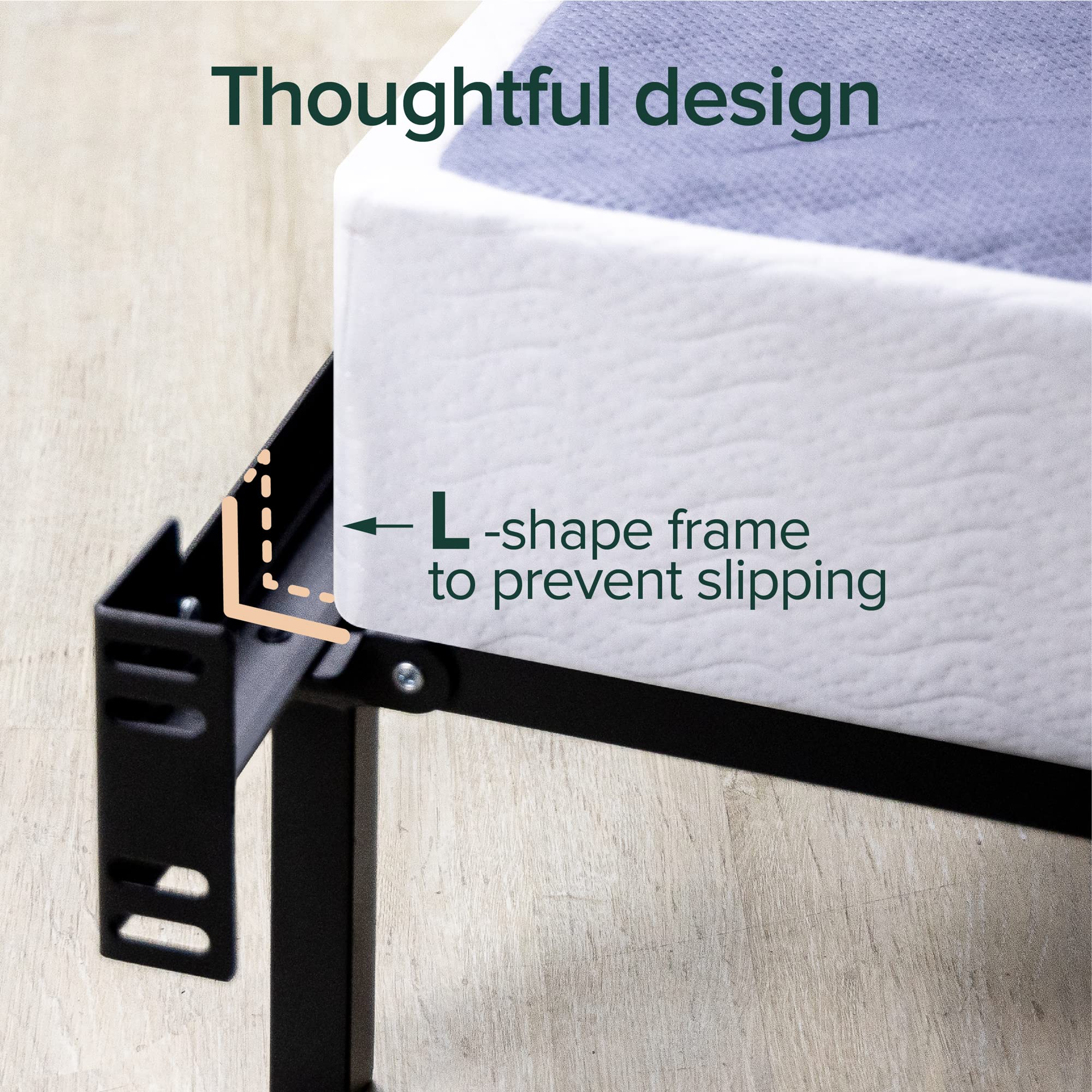 Zinus Compack Metal Bed Frame, 7 Inch Support Bed Frame For Box Spring And Mattress Set, Black, Twin
