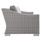 Modway Conway Sunbrella Outdoor Patio Wicker Rattan, Sofa, Light Gray Gray