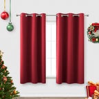 Koufall Red Christmas Kitchen Curtains,Short Blackout Window Curtains For Bathroom,45 Inch Length,Sets Of 2 Piece