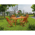 East West Furniture Cmcm5Cana Cameron 5 Piece Patio Bistro Dining Furniture Set Includes A Rectangle Outdoor Acacia Wood Table And 4 Folding Arm Chairs, 36X66 Inch, Natural Oil