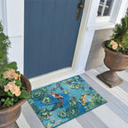 Liora Manne Esencia Machine Washable Non-Slip Low Profile Indoor/Outdoor Mat-Transitional, Whimsical, Fish, Nature, Koi Pond Aqua 2'5' X 3'11'