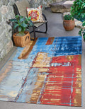 Unique Loom Outdoor Modern Collection Area Rug - Baja (4 1 x 6 1 Rectangle, Multi/ Beige)