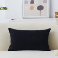 Home Brilliant Decor Holiday Decoration Striped Corduroy Solid Cushion Cover Throw Oblong Pillowcase For Lumbar, 12 X 20, Black
