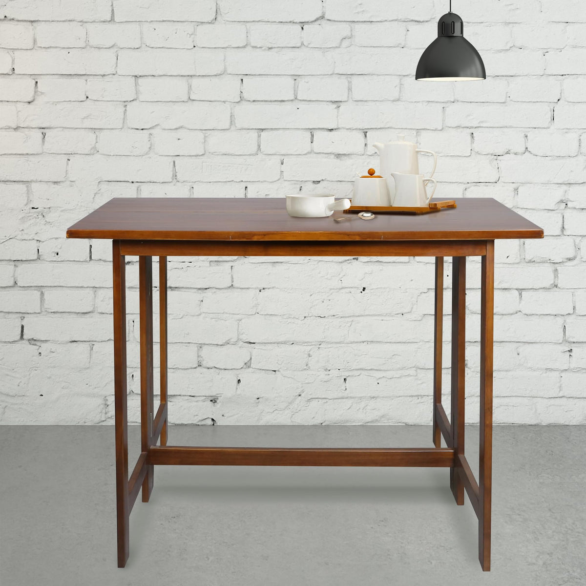 Casual Home Solid Wood Flip-Top Folding Console To Dining Convertible Table