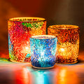 Rancco Tea Light Candle Holder Mosaic Glass Candle Jars, Handmade Romantic Tealight Holders for Make Candles and Essential Oil D