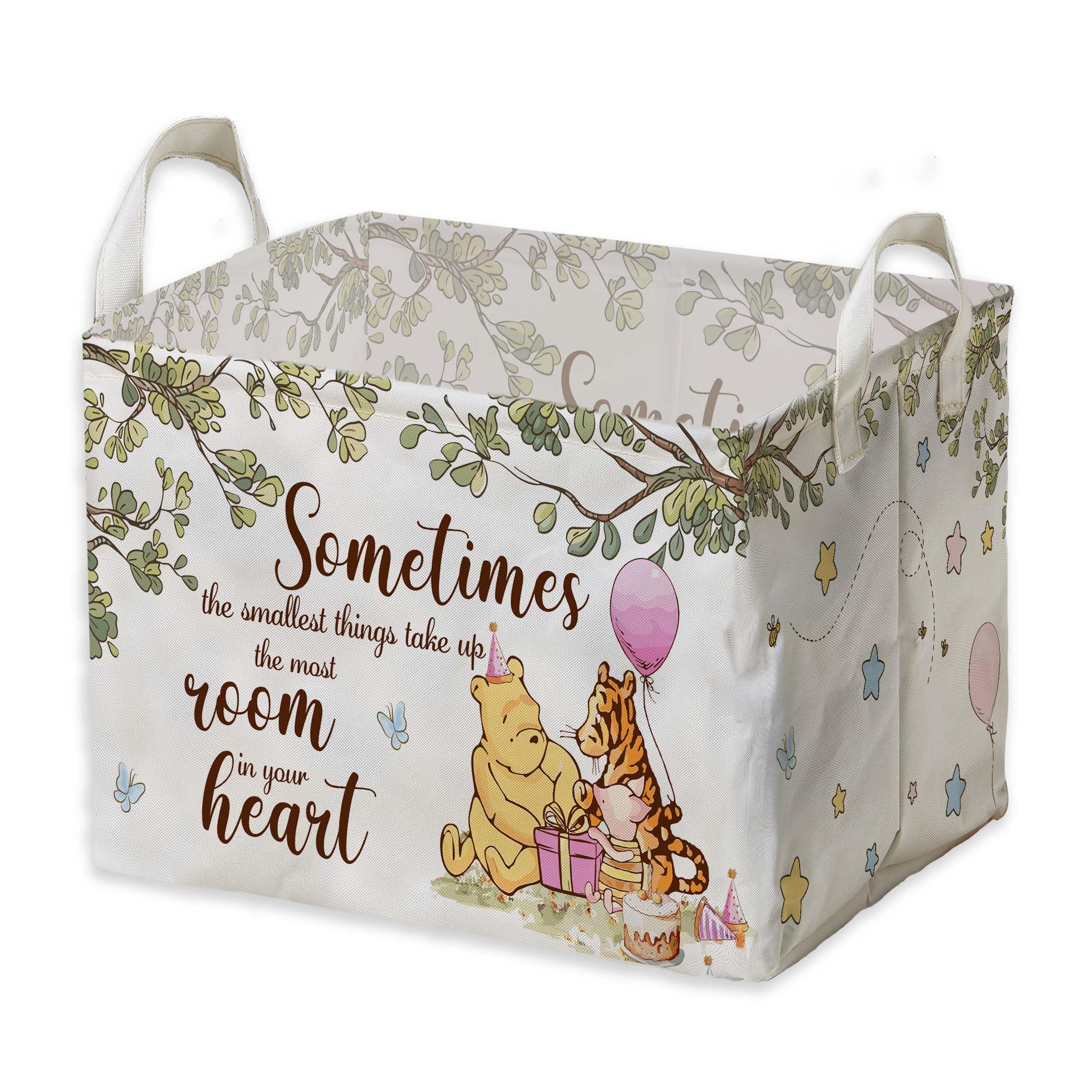 Winnie Nursery Decor, the Pooh Baby Stuff, Winnie Storage Nursery Basket, Large squarecanvas Laundry Hamper With A Waterproof PE