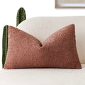 Foindtower Decorative Textured Boucle Throw Pillow Covers Accent Solid Lumbar Pillow Cases Neutral Soft Couch Cushion Case For C