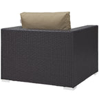 Modway Convene Wicker Rattan Outdoor Patio Arm Chair with Cushions in Espresso Mocha