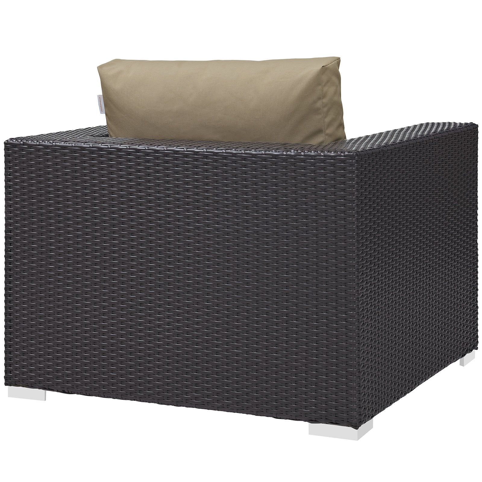 Modway Convene Wicker Rattan Outdoor Patio Arm Chair with Cushions in Espresso Mocha