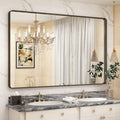 CHARMOR 60x40 Bronze Bathroom Mirror, Brushed Bronze Metal Frame Mirrors for Wall, Rounded Rectangle Bronze Mirror for Vanity,Fa