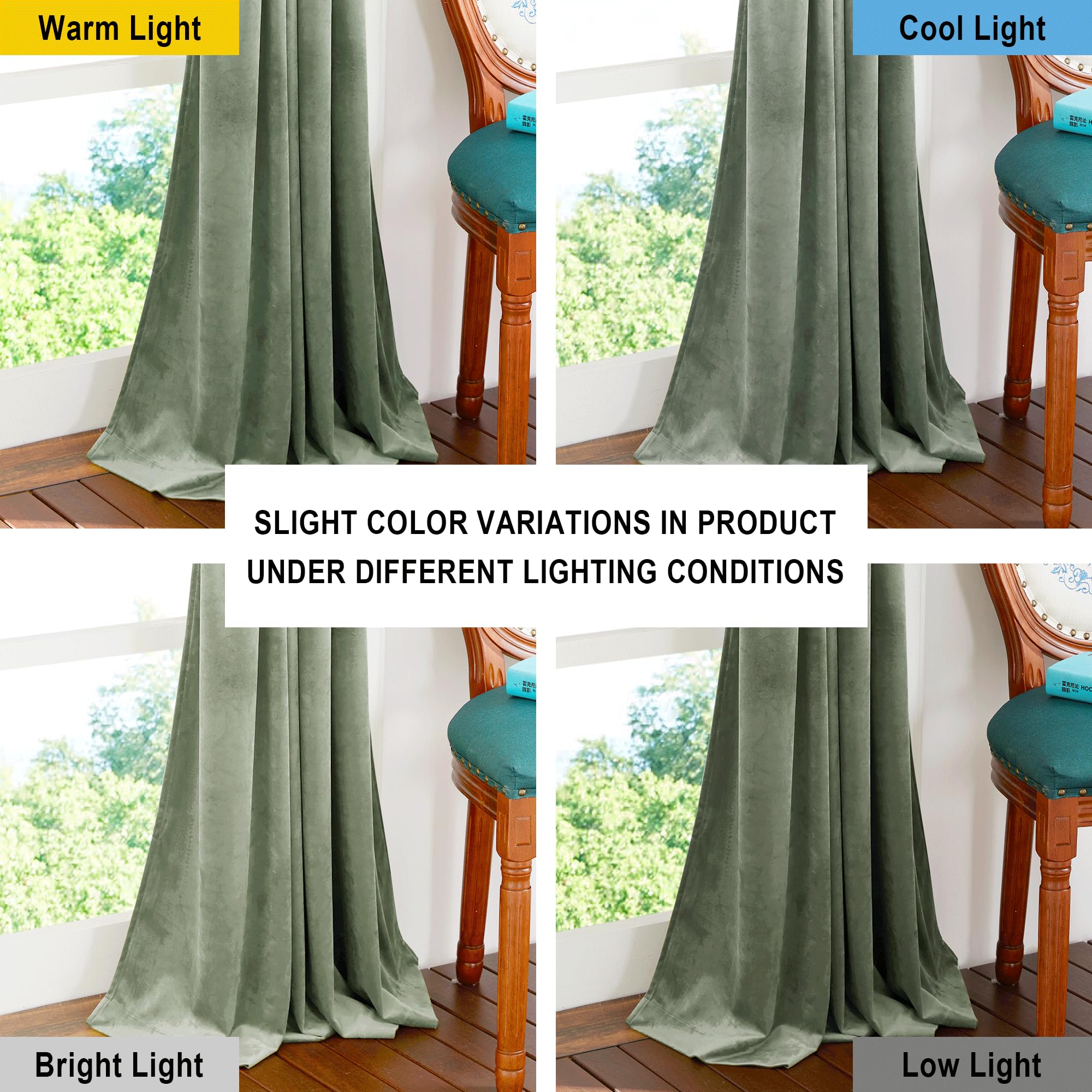 Nicetown Sage Green Blackout Curtains 90 Inches Long 2 Panels (52-Inch Wide), Farmhouse And Sleek Velvet Drapes And Curtains For