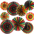 Outus Black History Month Decorations Paper Fans Juneteenth Hanging Paper Fans Kente Ceiling Wall Garland for African American P