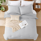 Andency Light Grey Comforter King Size - 7 Pieces Gray Bed In A Bag King Bedding Comforter Sets, Summer Plain Soft Lightweight Comforter With Fitted Sheets, Flat Sheets, Pillowcases & Shams