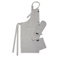 Encasa Xo Kitchen Apron With Oven Gloves & Potholder  Combo Set 100% Cotton  Heat Resistant | Ticking Black (3 Pcs Set)