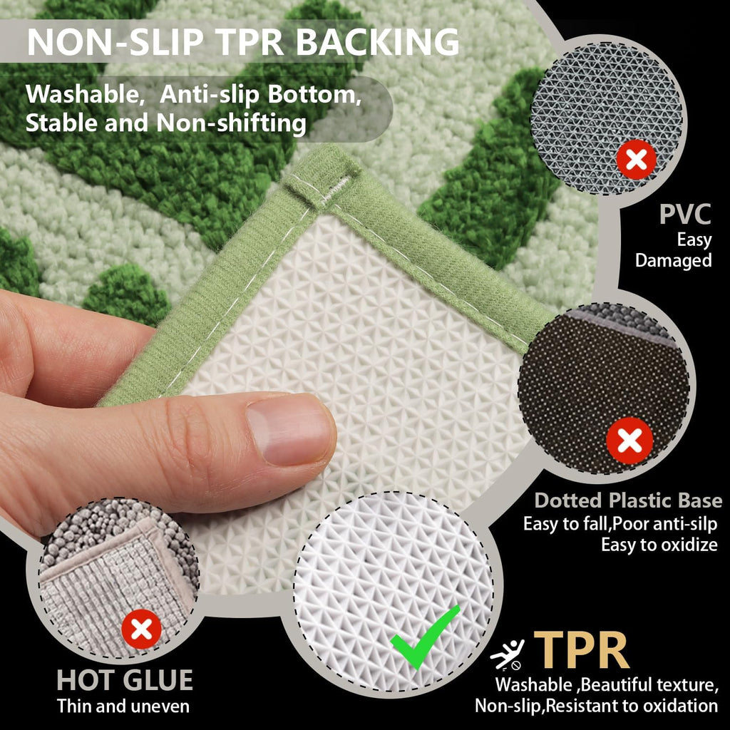 Long Bathroom Rugs Runner 47''X18'' Get Naked Bath Mat Soft Absorbent Microfiber Sage Green Bath Rugs For Christmas Non-Slip Sha
