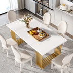 Tribesigns Modern Dining Table For 6-8 People, 70.8-In White Dining Room Table, Wooden Kitchen Table, Rectangular Dinner Table For Dining Room Family Gathering