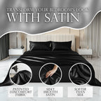 Decolure Striped Satin Sheets Full Set 6Pc - Luxurious Silk Touch Satin Sheets Full - All-Season Silky Soft Full Size Bed Sheets