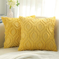 Decoruhome Decorative Throw Pillow Covers 26X26, Soft Plush Faux Wool Couch Pillow Covers For Home, Set Of 2, Mustard Yellow
