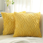 Decoruhome Decorative Throw Pillow Covers 26X26, Soft Plush Faux Wool Couch Pillow Covers For Home, Set Of 2, Mustard Yellow