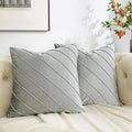 Gigizaza Decorative Velvet Pillow Covers 18X18, Set Of 2 Silver Grey Sofa Couch Throw Pillows Covers Cases, Living Room Square C