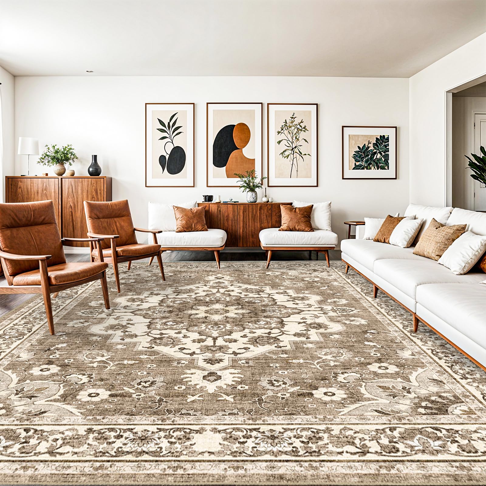 TOPRUUG Washable Oriental Area Rug - 10x14 Rugs for Living Room Soft Carpet for Bedroom Waterproof Floral Distressed Indoor Stai