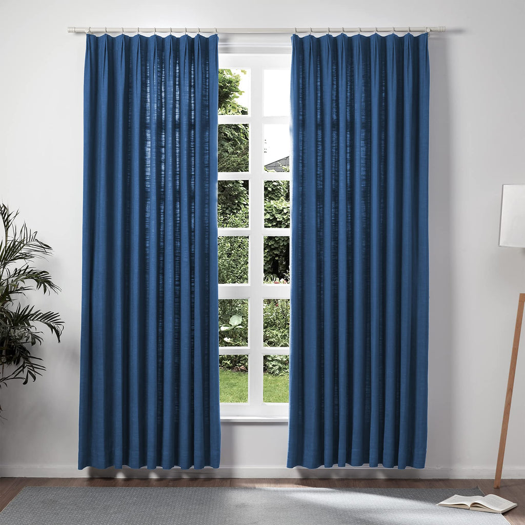 TWOPAGES Extra Long Double Layer Pinch Pleated Curtain for Living Room, Linen Room Darkening Light Filtering Lined Curtain Windo