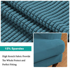 Turquoize Wingback Chair Covers 2 Piece Wing Chair Slipcover Stretch Slipcovers For Wingback Chairs Wing Chair Cover Spandex Jacquard Fabric With Elastic Bottom Non-Slip Furniture Cover, Storm Blue