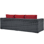 Modway Summon Wicker Rattan Outdoor Patio Sunbrella Sofa in Canvas Red