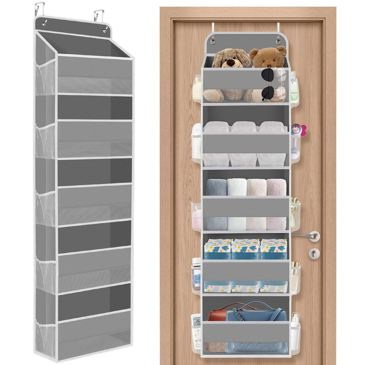 SpaceHacks 1 Pack Over The Door Organizer, Hanging Storage Organizer with Clear Window, 40lb Ultra Sturdy Large Capacity Room Or