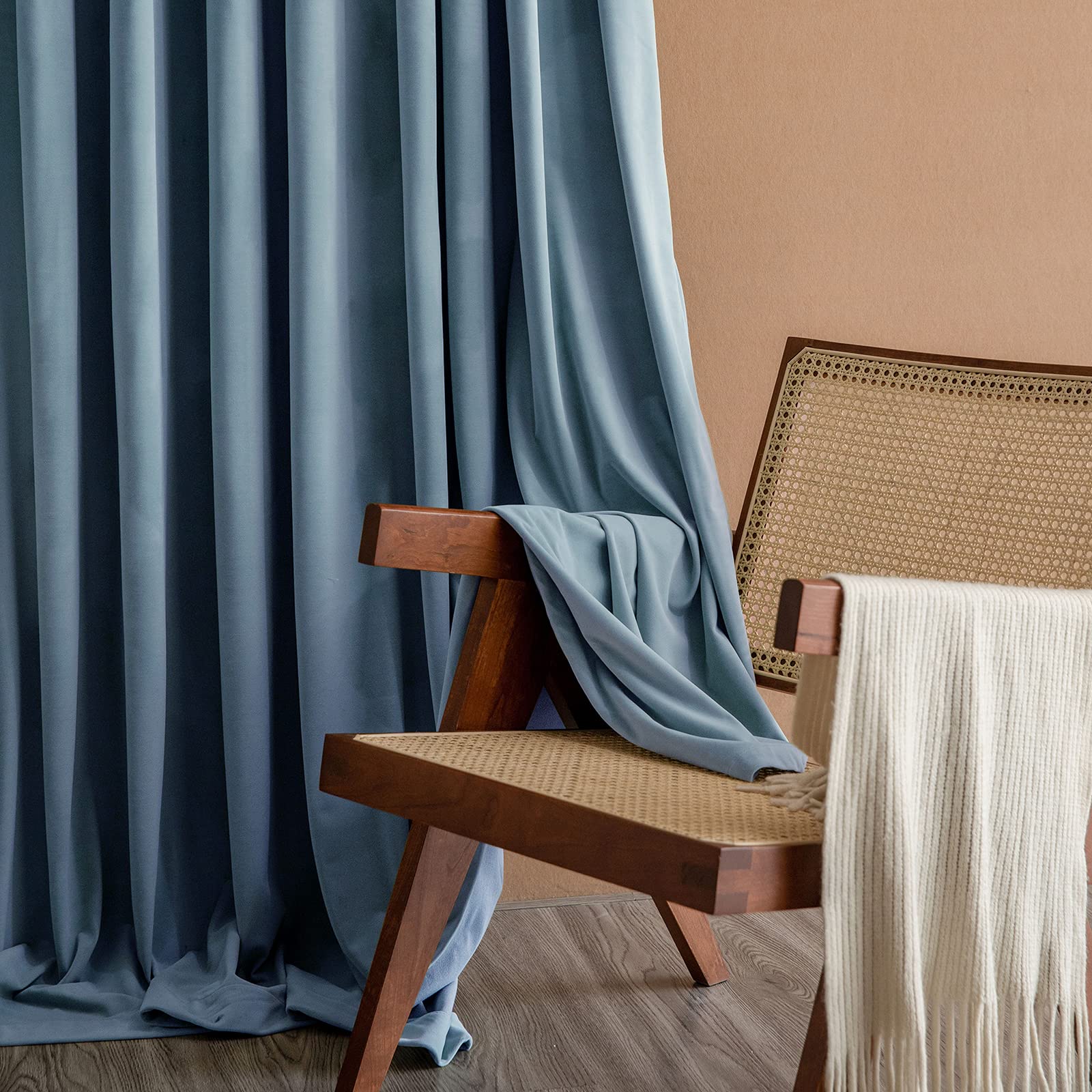 Lazzzy Velvet Blackout Curtains Blue Thermal Insulated Drapes For Bedroom Living Room Darkening 108 Inches Extra Long Window Treatments Super Soft Luxury Rod Pocket 2 Panels Dark Slate