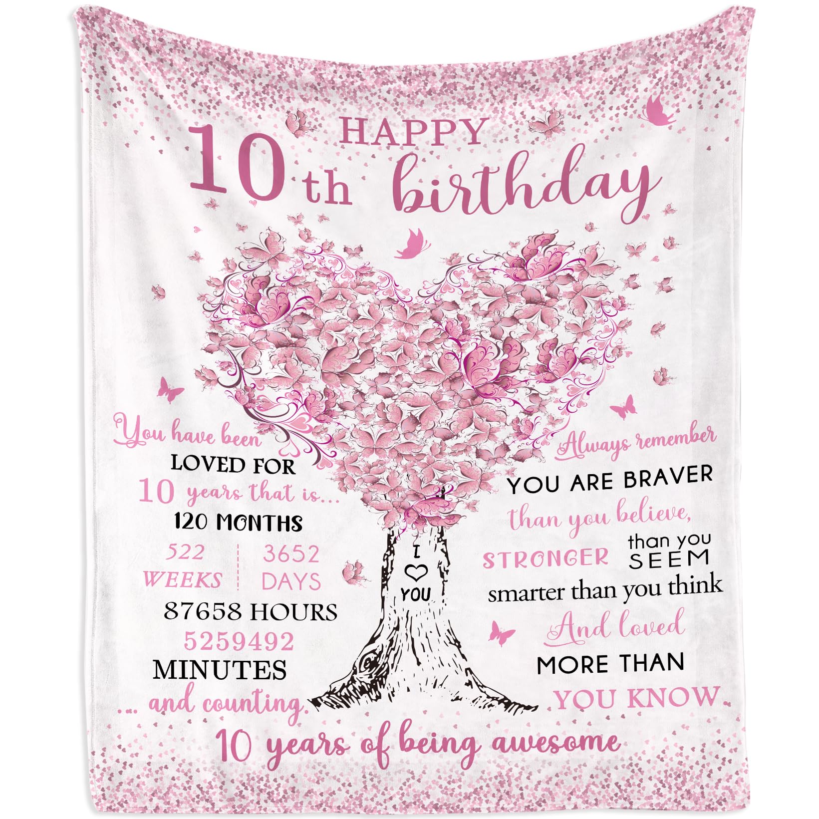 Mubpean 10 Year Old Girl Birthday Gifts Blanket 60'X50', Gifts For 10 Year Old Girl, 10 Year Old Girl Gifts, Birthday Gift For