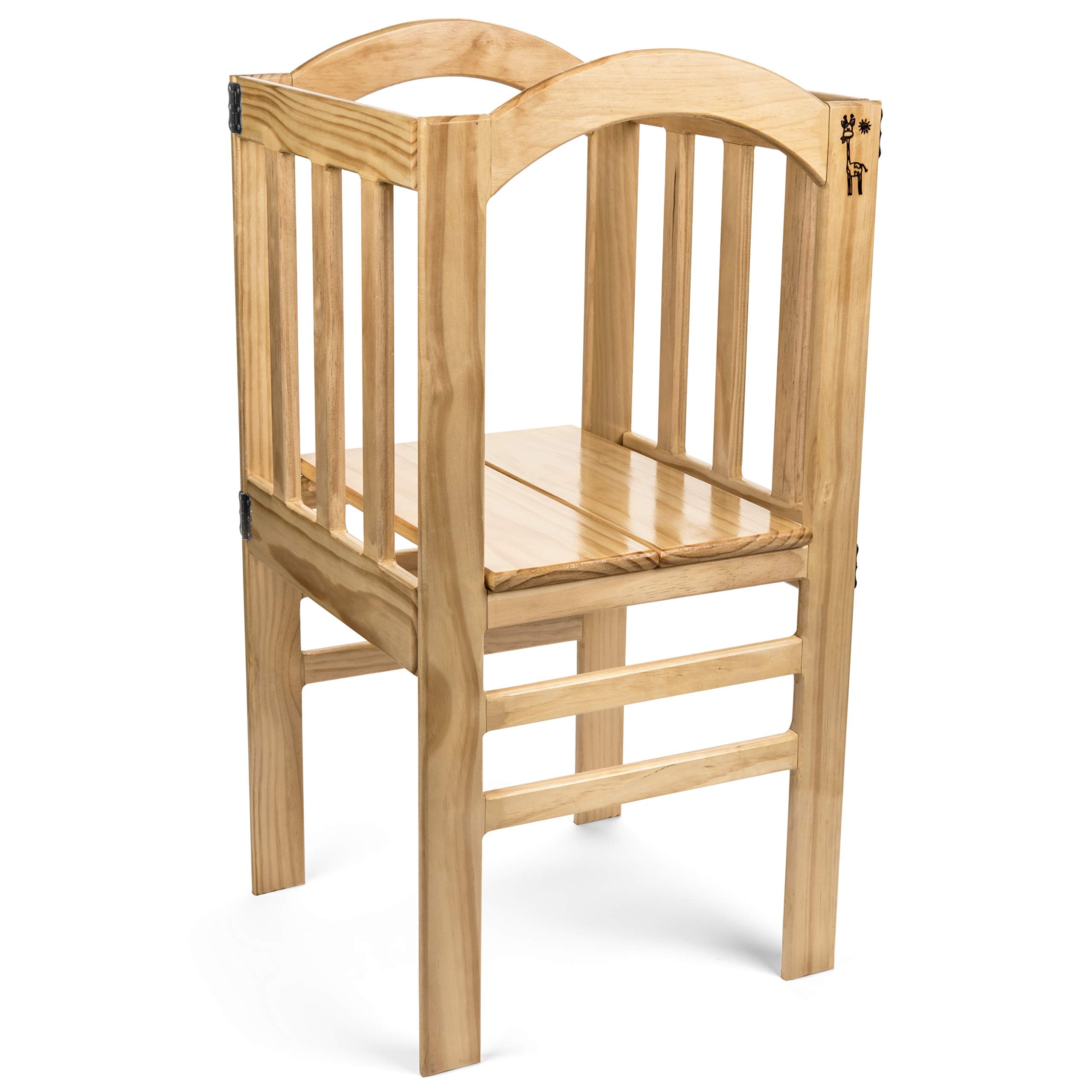 True Tot Toddler Tower - Folding Montessori Kitchen Stool for Children | Safety Rail & Non-Slip Rubber Feet | Adjustable Height 