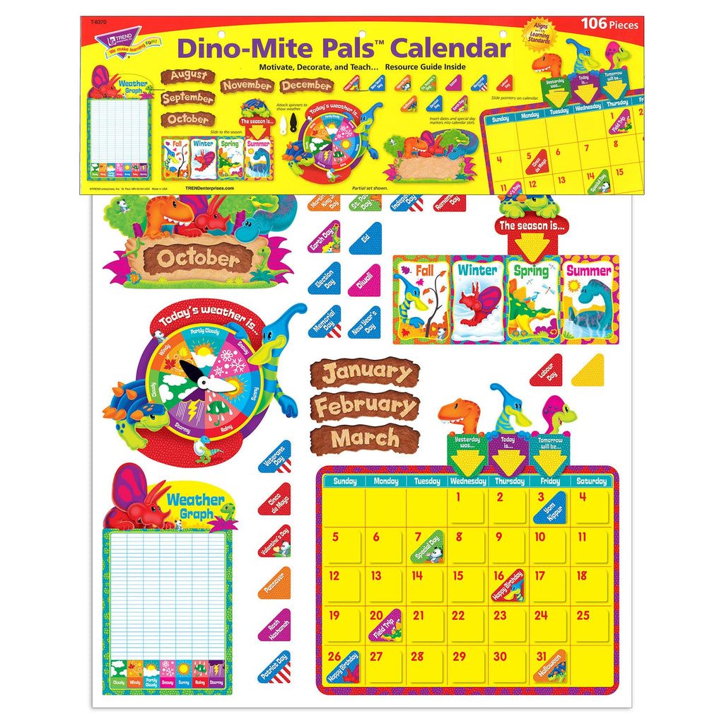 Trend Enterprises, Inc. Dino-Mite Pals Calendar Bulletin Board Set