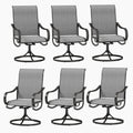 Phi Villa Patio Swivel Dining Chairs Set Of 6, Outdoor Chair With Textilene Mesh Fabric & Black Metal Frame For All Weather Outdoor Lawn Garden Poolside (Gray)