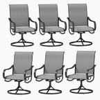 Phi Villa Patio Swivel Dining Chairs Set Of 6, Outdoor Chair With Textilene Mesh Fabric & Black Metal Frame For All Weather Outdoor Lawn Garden Poolside (Gray)