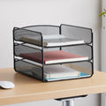Safco Onyx Desktop Organizer, 3-Tier Paper Tray, Durable Steel Mesh Construction, Black