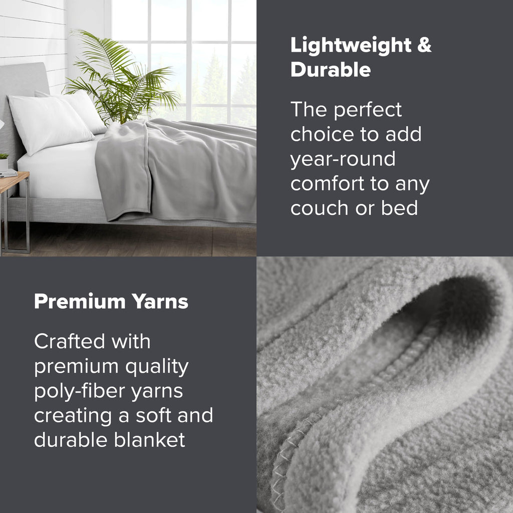 Bare Home Polar Fleece Blanket - King Blanket - Light Grey - Warm & Cozy - Premium Fleece Blanket - Blanket For Bed, Sofa, Campi